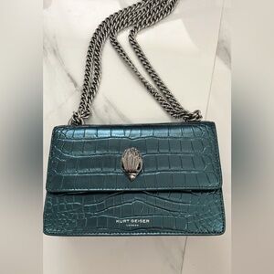 Kurt Geiger London Shoreditch Green croc print SM crossbody Bag